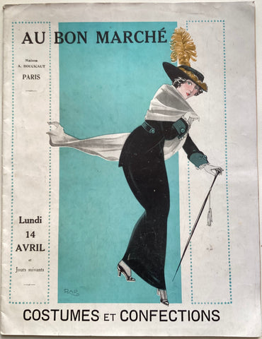 BON MARCHE Calendar March, April dresses, confections Bon Marche  advertising calendar dating from